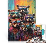 Puzzles de 2000 pièces pour Adultes Ratons laveurs avec des Lunettes de Soleil Impossible Cadeau d'anniversaire 70x100cm