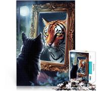 Puzzles de 2000 pièces pour Adultes Réflexion du Chat et du Tigre Jeu de Casse-tête Renforcer l'amour Entre Les Couples 70x100cm