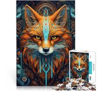 Puzzles de 2000 pièces pour Adultes Renard de la Tribu néon Fait de Papier，pour Les 14 Ans et Plus Jeu intellectuel Cadeau d'anniversaire。Taille：70x100cm/27.5x39.3pouce