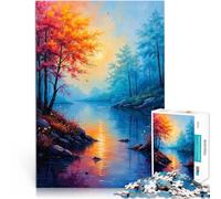 Puzzles de 2000 pièces pour Adultes Rivière au Coucher du Soleil d'automne Casse-tête Liste de souhaits avec Le Père Noël 70x100cm