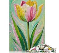 Puzzles de 500 pièces de Peinture de Tulipes colorées pour Adultes, Puzzles en Bois, Casse-têtes pour Enfants, 500 pièces (52 x 38 cm)
