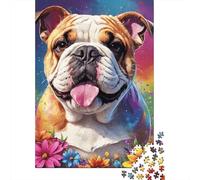 Puzzles de 500 pièces pour Adultes, Motif Fleurs et Chiens, idéal pour Une réunion de Famille, à Faire soi-même, 500 pièces (52 x 38 cm).