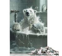 Puzzles de Baignoire Ours Polaire Blanc 500 pièces pour Adultes Puzzles en Bois Puzzles familiaux pour Adultes et Adolescents 500 pièces (52 x 38 cm)