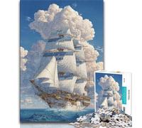 Puzzles de Bateaux Pirates pour Adolescents, Anti-Stress, Vacances à la Maison, avec Affiche et fiche de Questions-réponses Assorties (75x50cm)