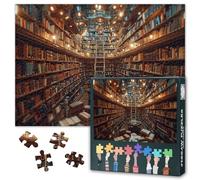 Puzzles de chambre d'étude de l'intelligence pour adultes 1000 pièces puzzle bibliothèque pour art mural livres empilés sur étagères puzzle pour adultes famille intérieur fête nuits 50 cm x 70 cm