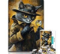 Puzzles de Chat détective pour Adolescents 1000 pièces, aident Le Cerveau à exercer des Jouets addictifs pour cultiver la Patience, Excellent Cadeau (38x26cm)