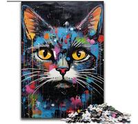 Puzzles de Chat Graffiti pour Adolescents, Jouets éducatifs et éducatifs, Jeux familiaux adaptés à la décoration de Bureau (26x38cm)