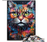 Puzzles de Chat Graffiti pour Adultes, Jeu Stimulant, Chaque pièce est Unique - Jeu Familial Stimulant 26x38cm
