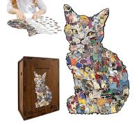 Puzzles de Chat Irréguliers - Jeux éducatifs Amusants en Bois Puzzle pour Chat, Activité d'apprentissage résiliente, Objet de divertissement spécial | Fiable pour la maison, l'intérieur, l'école, les