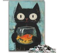 Puzzles de Chat Noir Abstrait pour Adolescents 2000 pièces, à partir de 14 Ans, décoration Murale, Cadeau d'anniversaire ou de Noël (70x100cm)