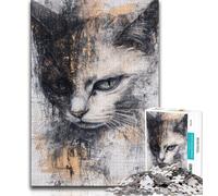 Puzzles de Chat Noir et Blanc pour Adultes Puzzle de 1000 pièces, Aide Le Cerveau à exercer des Jouets addictifs pour cultiver la Patience Une œuvre d'art 50x75cm
