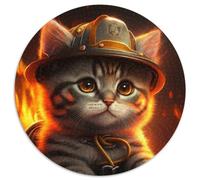 Puzzles de Chat Pompier pour Adultes Puzzles de 1000 pièces pour Adultes Cadeau Parfait pour Les Parents, Les Amoureux, Les Amis - 14 Ans et Plus 67,5 x 67,5 cm