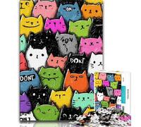 Puzzles de Chats Abstraits Mignons 1000 pièces pour Adultes, pour Tuer Le Temps en Vacances, Chaque pièce est Unique - Jeu Familial Stimulant et Amusant (75x50cm)