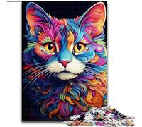 Puzzles de Chats fantastiques colorés 1000 pièces pour Adultes, Jeu Stimulant et Jeu Familial, Cadeau d'anniversaire, Cadeaux, décoration Murale (26x38cm)