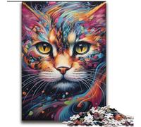 Puzzles de Chats psychédéliques colorés pour Adultes et Adolescents, 2000 pièces, activité familiale avec Affiche et fiche de Questions-réponses pour Les 14 Ans et Plus (70x100cm)