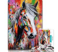 Puzzles de Chevaux à l'huile pour Adultes, 1000 pièces, Jeu Familial Anti-Stress, défi Difficile, Cadeaux du Père Noël Secret, 50x75cm