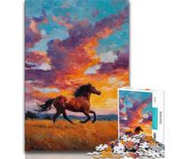 Puzzles de Chevaux dans la Prairie pour Adultes et Adolescents, Jouets éducatifs et Anti-Stress, adaptés à la décoration de Bureau, 38x26cm