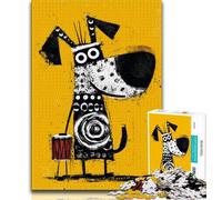Puzzles de Chiens Abstraits pour Adultes, 1 000 pièces, pour Tuer Le Temps en Vacances, avec des pièces de Formes aléatoires entièrement emboîtables (38x26cm)