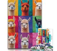 Puzzles de Collage d'alpaga pour Adultes et Adolescents, 1000 pièces, Difficiles à compléter, mais Amusants et Humoristiques, avec Affiche et fiche de Questions-réponses Assorties (75x50cm)