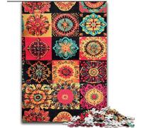 Puzzles de Collage de Fleurs Mandalas pour Adultes, Jeux stimulants, Chaque pièce est Unique - Jeu Familial Stimulant 26x38cm
