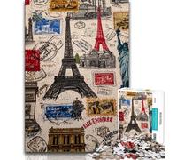 Puzzles de Collage de Timbres de Paris 1000 pièces pour Adultes, Jeu Stimulant et décoration Murale familiale, Cadeaux d'anniversaire et de Noël Uniques (75x50cm)
