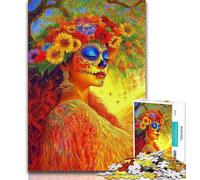 Puzzles de crâne de Style Mexicain 1000 pièces pour Adolescents, Vacances à la Maison, tuez Le Temps, Chaque pièce est Unique - Jeu Familial Stimulant et Amusant 38x26cm