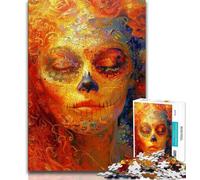 Puzzles de crâne de Style Mexicain pour Adolescents 1000 pièces, Jeu Stimulant et Jeu Familial avec des pièces entièrement emboîtables de Formes aléatoires 50x75cm