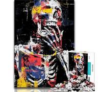 Puzzles de crânes aquarelles pour Adolescents, Difficiles à compléter mais Amusants et Humoristiques avec Affiche et Feuille de Questions Assorties 38x26cm