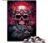 Puzzles de crânes colorés pour Adolescents, 1000 pièces, activité familiale avec Affiche et fiche de Questions-réponses pour Les 14 Ans et Plus (50x75cm)