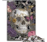 Puzzles de crânes de Fleurs pour Adultes et Adolescents, pour Un Moment de détente à la Maison Chaque pièce est Unique - Jeu Familial Stimulant et Amusant (70x100cm)