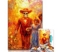 Puzzles de crânes de Style Mexicain pour Adolescents, 1 000 pièces, Jeu Familial Anti-Stress, défi Difficile, Collection d'artistes, Beaux-Arts (38x26cm)
