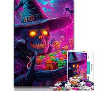 Puzzles de crânes en Bonbon pour Adolescents, Puzzle de 1 000 pièces, Assemblage de Motifs Amusant à la Maison, Cadeau d'anniversaire, Cadeaux de Voyage 50x75cm
