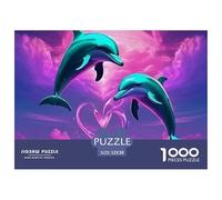 Puzzles de Dauphins. 1000 pièces. Jouet de défi Impossible sur Le thème des Animaux. Jeu éducatif. Décoration d'intérieur. pour Adultes et Enfants âgés de 14 Ans et Plus. 52x38cm/1000pcs