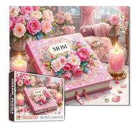 Puzzles de fête des mères 1000 pièces pour adultes, familles (MOM, maman, livre magique, fleurs, bougie) pièces s'emboîtent parfaitement ensemble 19,7 x 27,6 pouces Jour Memorial Day Puzzle magique