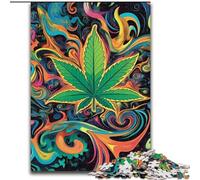 Puzzles de Feuilles de Cannabis pour Adultes et Adolescents, 1000 pièces, Jeu Stimulant, décoration Murale, Cadeaux d'anniversaire et de Noël Uniques (26x38cm)