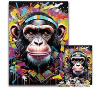 Puzzles de Graffitis de chimpanzés pour Adultes, Puzzles en Carton de 1000 pièces, Casse-tête Stimulant pour Adolescents, soirée de Jeux en Famille Amusante 26x38cm / 10,23x14,96 Pouces