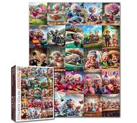 Puzzles de grand-mère drôle vieille femme sœur Art Puzzle Personnes âgées Amitié Collage difficile pour adultes 1000 pièces Cadeau coloré DIY Décoration murale Jeux à domicile et en famille