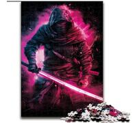 Puzzles de Guerre de Guerriers samouraïs néon pour Adultes 1000 Puzzles, adaptés aux 14 Ans et Plus Amusement en Famille C'est Un pour Toute la Famille (26x38cm)