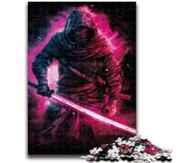 Puzzles de Guerre de Guerriers samouraïs néon pour Adultes, Staycation Kill Time, Chaque pièce est Unique - Jeu Familial Stimulant et Amusant 26x38cm