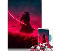 Puzzles de Guerre samouraï néon 1000 pièces pour Adolescents, Jeux éducatifs, décoration d'intérieur, à Offrir en Cadeau à Toute la Famille (38x26cm)