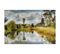 Puzzles De Jeu en Bois，Étang du Village au musée du Moulin de Gifhorn，Puzzle De Puzzle Classique 1000 Pièces, Jouets De Puzzle Drôles Et Décontractés d'image HD, Puzzle D'assemblage De Bricolage-AJ61