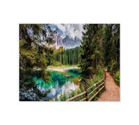 Puzzles De Jeu en Bois，Lac de Carezza dans Les Alpes Dolomites, Tyrol, Italie，Puzzle De 1000 Pièces, Jouets De Puzzle Drôles Et Décontractés d'image HD, Puzzle D'assemblage De Bricolage-O6