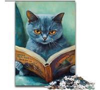 Puzzles de Lecture Chat Noir pour Adultes 1000 pièces, Jeu Stimulant, Chaque pièce est Unique - Jeu Familial Stimulant (Taille 50x75cm)