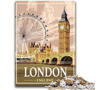 Puzzles de Londres, Grande-Bretagne, pour Adolescents, 1000 pièces, Jouets addictifs, Cadeaux d'anniversaire pour Les 14 Ans et Plus, 1000 pièces (26x38cm)