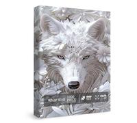 Puzzles de loup à fleurs impossibles pour adultes - 1000 pièces - Animaux durs et difficiles - Puzzles blancs - Puzzles floraux d'hiver