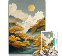 Puzzles de Montagne de Style Japonais pour Adultes et Adolescents, 1 000 pièces, Jouets éducatifs et éducatifs, Jeux familiaux avec Affiche et fiche de Questions-réponses Assorties, 50x75cm