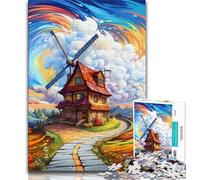Puzzles de moulins à Vent colorés pour Adultes 1000 pièces, Jeu éducatif Difficile à compléter mais Amusant et Humoristique pour Anniversaire 50x75cm