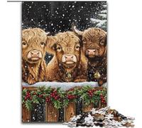 Puzzles de Noël sur Le thème des Vaches des Highlands pour Adultes et Adolescents, Jeux Amusants en Famille, activités à la Maison, Cadeaux d'anniversaire et de Voyage (50x75cm)
