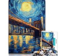 Puzzles de Nuit du Pont de Brooklyn pour Adolescents, 1000 pièces, Anti-Stress, défi Difficile, idéal pour la décoration de Bureau (75x50cm)