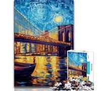 Puzzles de Nuit du Pont de Brooklyn pour Adultes 1000 pièces, Jeu éducatif, Jouet de défi, idéal comme Cadeau pour Toute la Famille 50x75cm